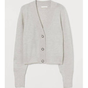 H&M Beige Grey Jewel Button Cardigan Medium NWOT